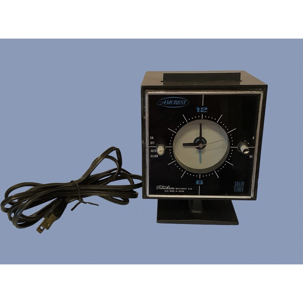 *RARE* Amcrest Solid State AM/FM Clock Radio! w/ Telechron Clock Space Age